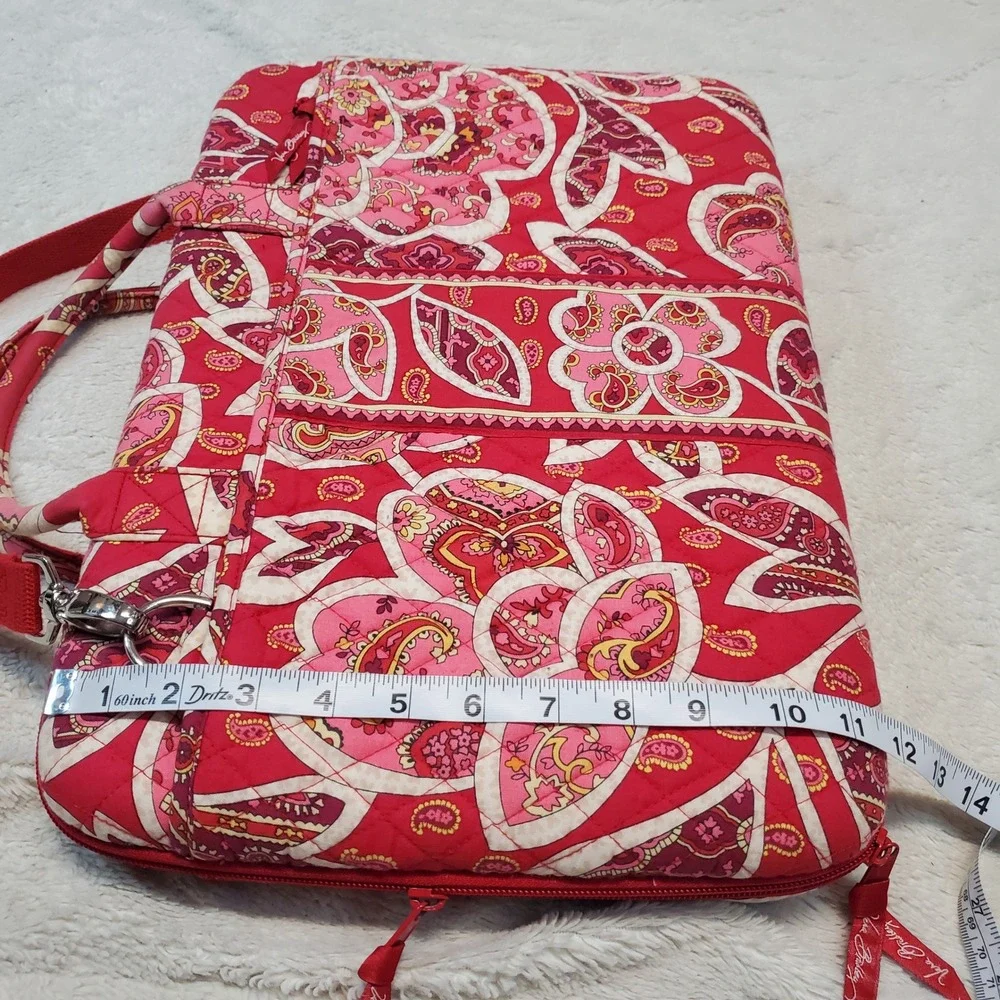 Vera Bradley Red Pink White Floral Quilted Hard Laptop Purse Strap‎ Bag Case
